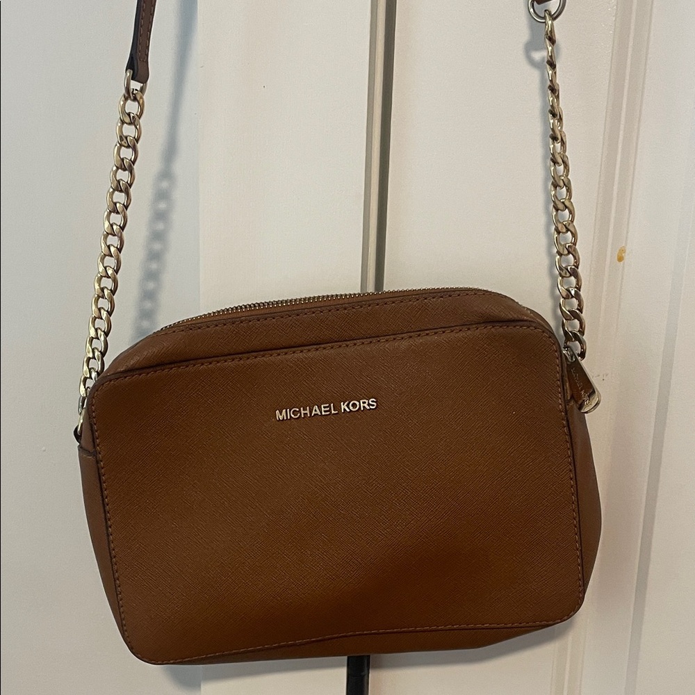 Michael Kors Tan Crossbody Bag with Gold Chain